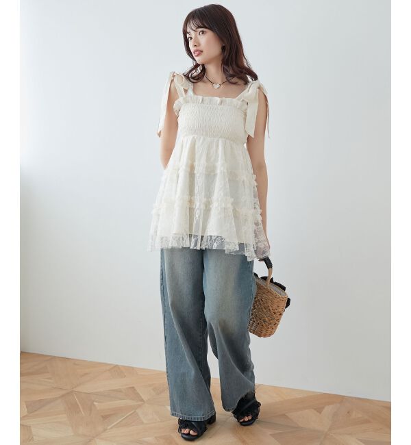 MAJESTICLEGON「マルチway肩リボンチュールビスチェ」|キャミソール|