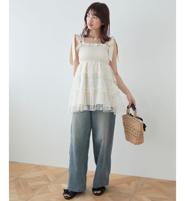 MAJESTICLEGON「マルチway肩リボンチュールビスチェ」|キャミソール|