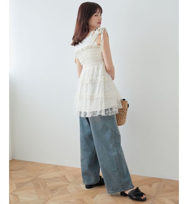 MAJESTICLEGON「マルチway肩リボンチュールビスチェ」|キャミソール|