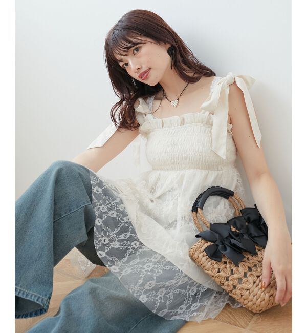 MAJESTICLEGON「マルチway肩リボンチュールビスチェ」|キャミソール|