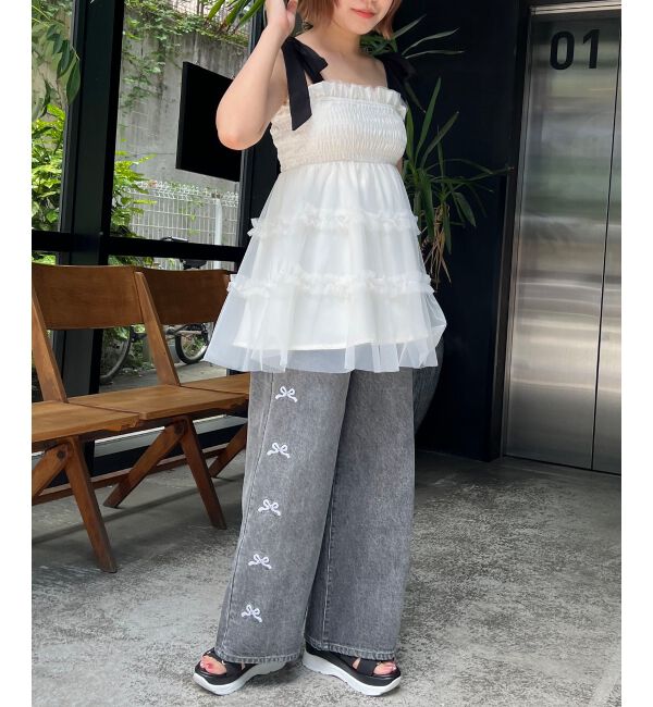 MAJESTICLEGON「マルチway肩リボンチュールビスチェ」|キャミソール|