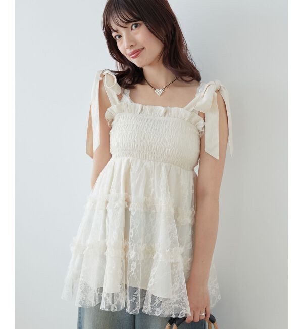 MAJESTICLEGON「マルチway肩リボンチュールビスチェ」|キャミソール|