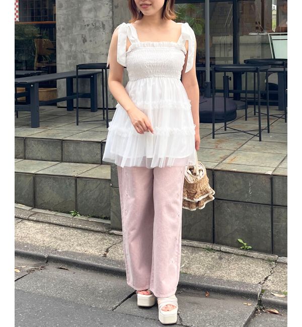 MAJESTICLEGON「マルチway肩リボンチュールビスチェ」|キャミソール|