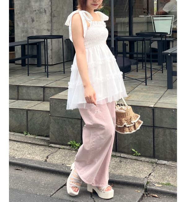 MAJESTICLEGON「マルチway肩リボンチュールビスチェ」|キャミソール|