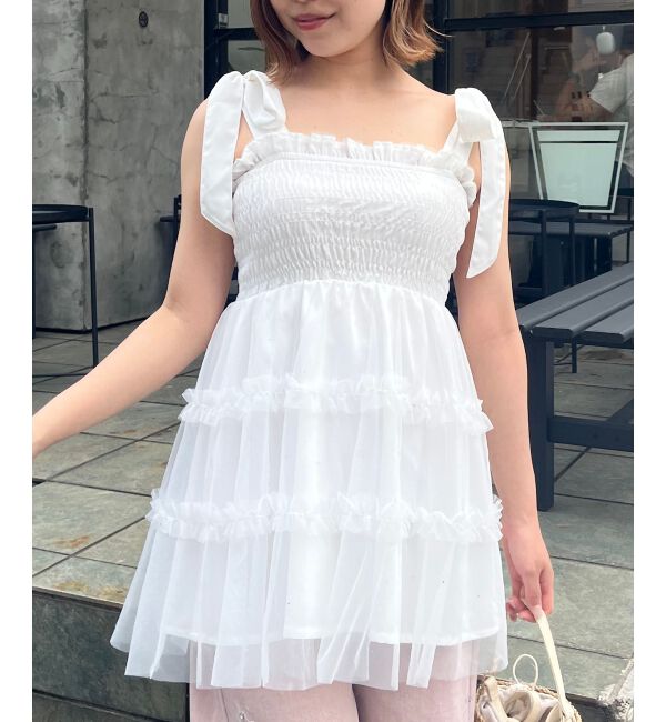 MAJESTICLEGON「マルチway肩リボンチュールビスチェ」|キャミソール|