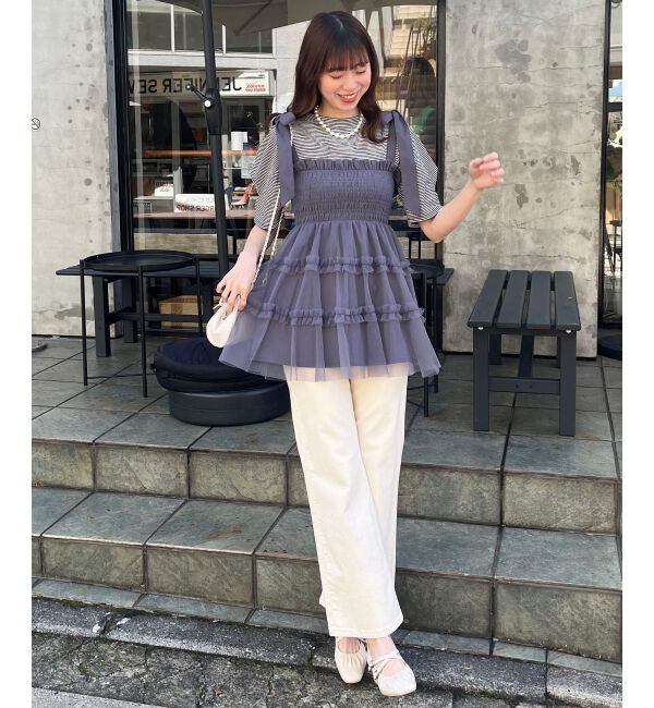 MAJESTICLEGON「マルチway肩リボンチュールビスチェ」|キャミソール|