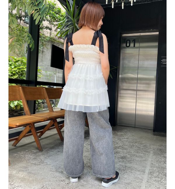 MAJESTICLEGON「マルチway肩リボンチュールビスチェ」|キャミソール|