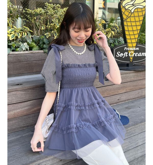 MAJESTICLEGON「マルチway肩リボンチュールビスチェ」|キャミソール|