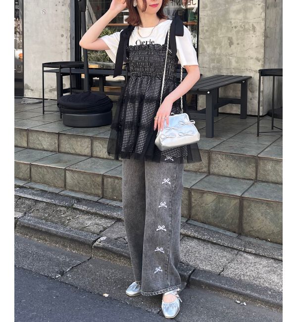 MAJESTICLEGON「マルチway肩リボンチュールビスチェ」|キャミソール|