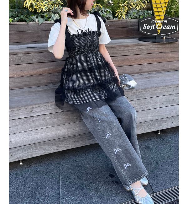 MAJESTICLEGON「マルチway肩リボンチュールビスチェ」|キャミソール|