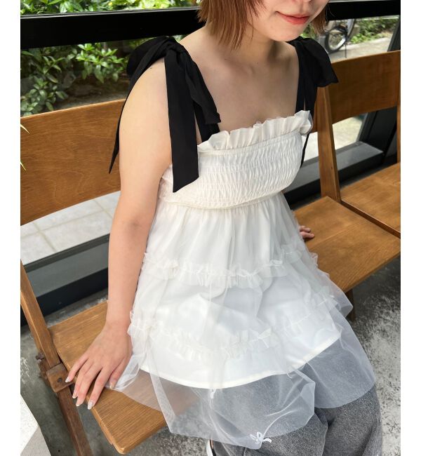 MAJESTICLEGON「マルチway肩リボンチュールビスチェ」|キャミソール|