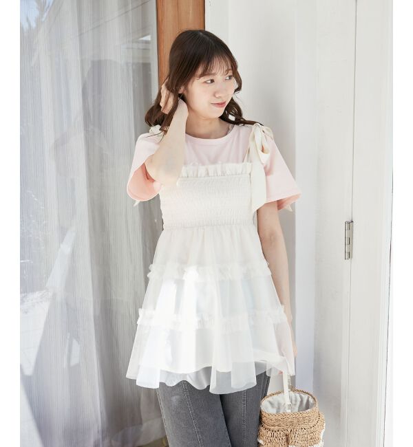 MAJESTICLEGON「マルチway肩リボンチュールビスチェ」|キャミソール|