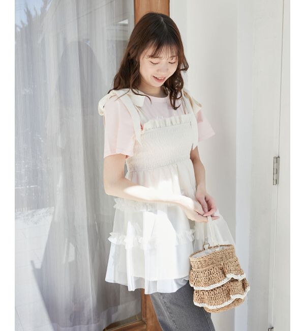 MAJESTICLEGON「マルチway肩リボンチュールビスチェ」|キャミソール|