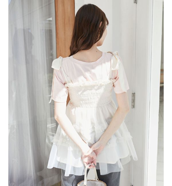 MAJESTICLEGON「マルチway肩リボンチュールビスチェ」|キャミソール|