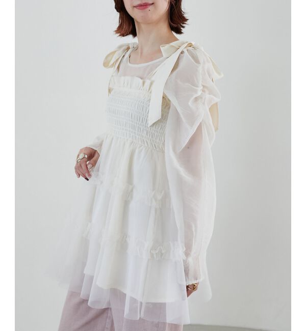 MAJESTICLEGON「マルチway肩リボンチュールビスチェ」|キャミソール|