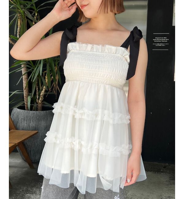 MAJESTICLEGON「マルチway肩リボンチュールビスチェ」|キャミソール|