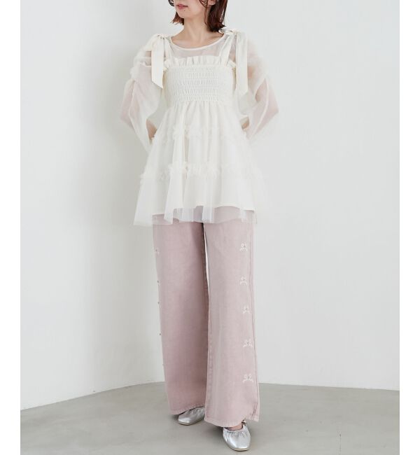 MAJESTICLEGON「マルチway肩リボンチュールビスチェ」|キャミソール|