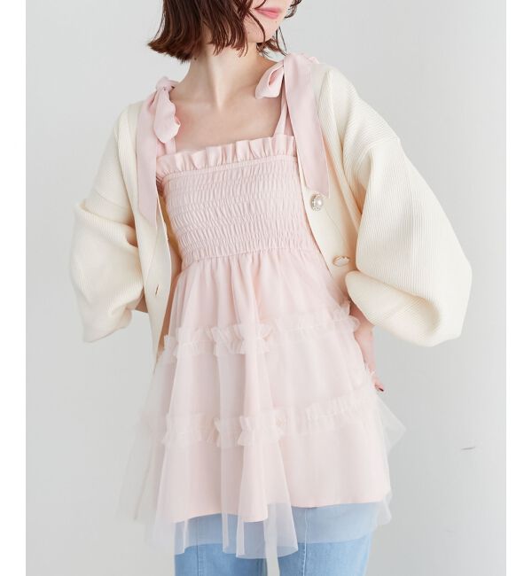 MAJESTICLEGON「マルチway肩リボンチュールビスチェ」|キャミソール|