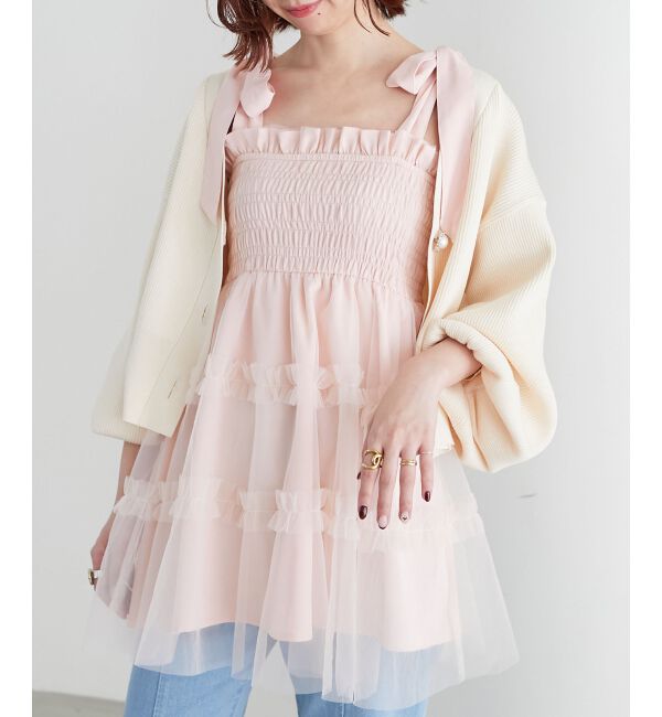 MAJESTICLEGON「マルチway肩リボンチュールビスチェ」|キャミソール|