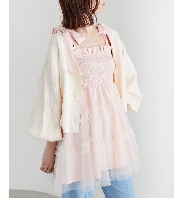 MAJESTICLEGON「マルチway肩リボンチュールビスチェ」|キャミソール|