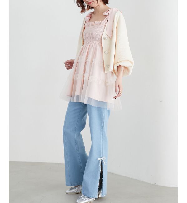 MAJESTICLEGON「マルチway肩リボンチュールビスチェ」|キャミソール|