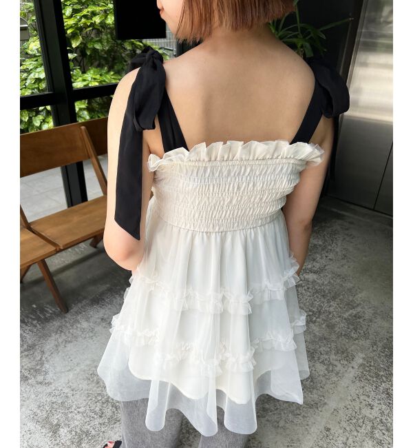 MAJESTICLEGON「マルチway肩リボンチュールビスチェ」|キャミソール|