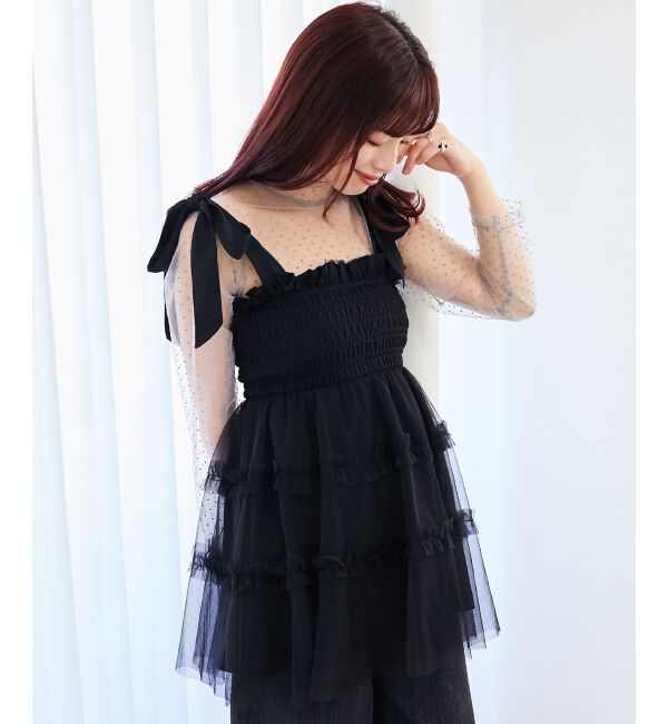 MAJESTICLEGON「マルチway肩リボンチュールビスチェ」|キャミソール|