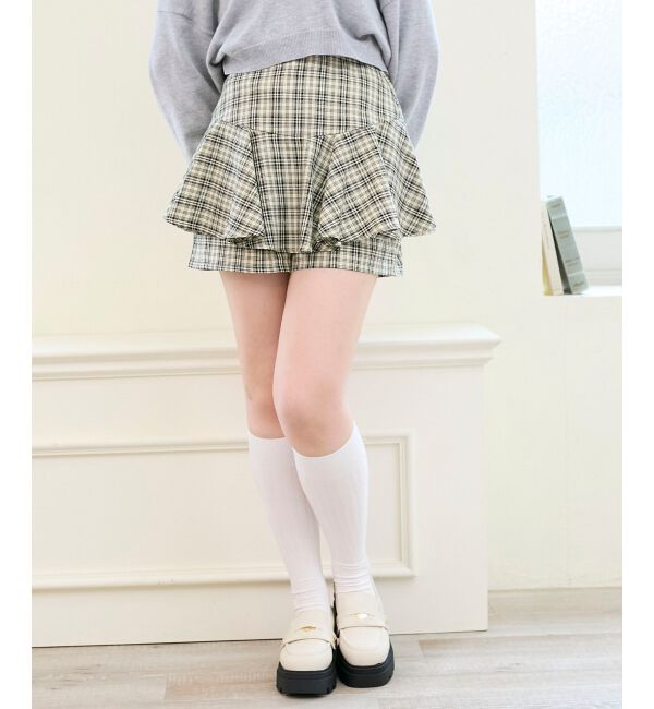  「レイヤードライクフレアショートスカパン」|キュロット|