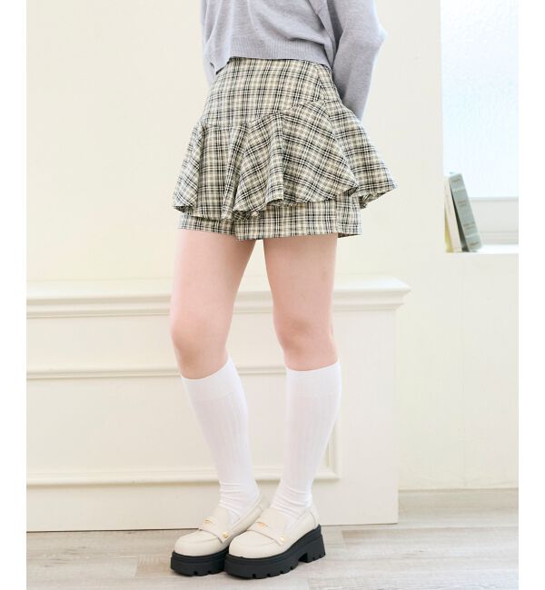  「レイヤードライクフレアショートスカパン」|キュロット|