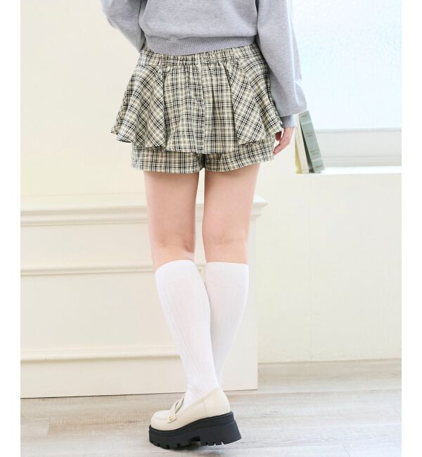  「レイヤードライクフレアショートスカパン」|キュロット|