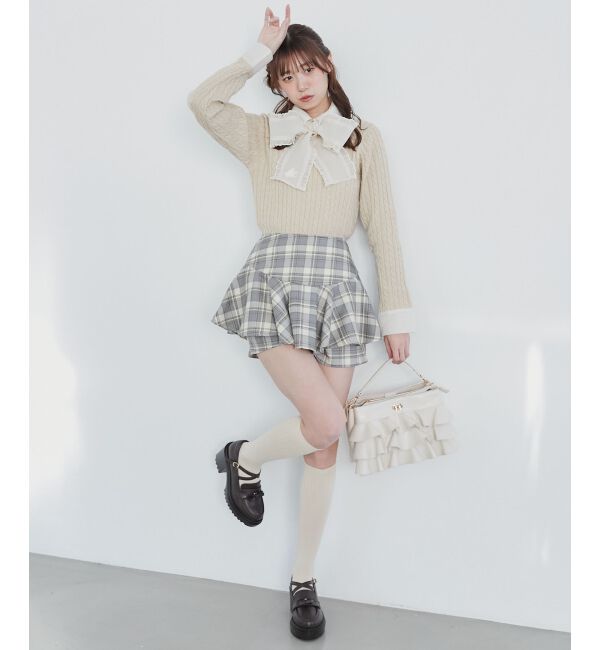  「レイヤードライクフレアショートスカパン」|キュロット|