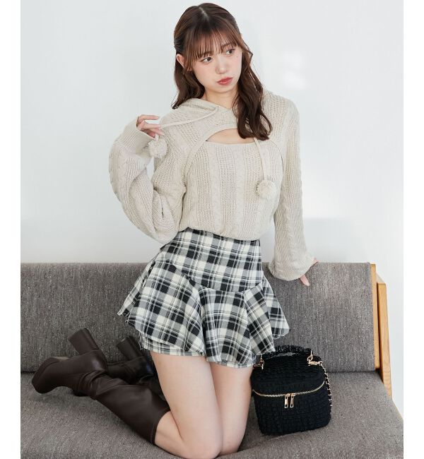  「レイヤードライクフレアショートスカパン」|キュロット|