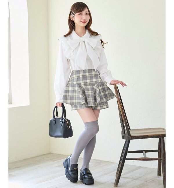  「レイヤードライクフレアショートスカパン」|キュロット|