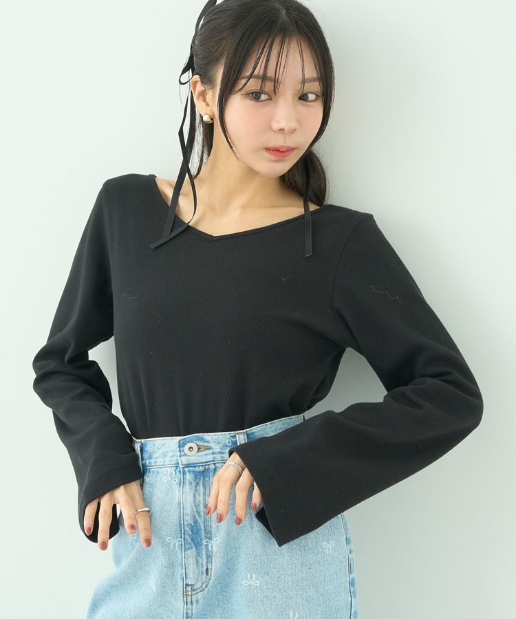 earth music&ecology「2WAYネックリブプルオーバー」|Tシャツ・カットソー|Black