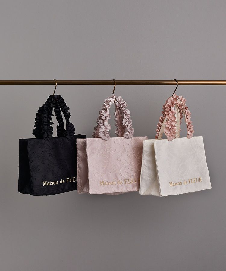 Maison de FLEUR「レースフリルハンドルスクエアトートSバッグ」|トートバッグ|