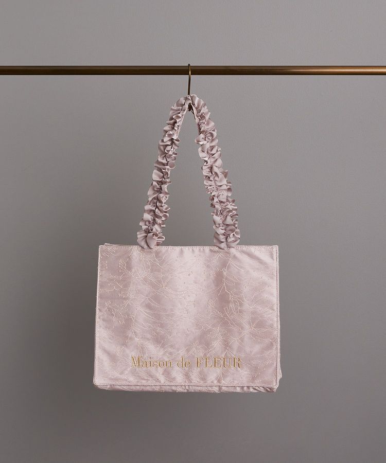 Maison de FLEUR「レースフリルハンドルスクエアトートMバッグ」|トートバッグ|ピンク