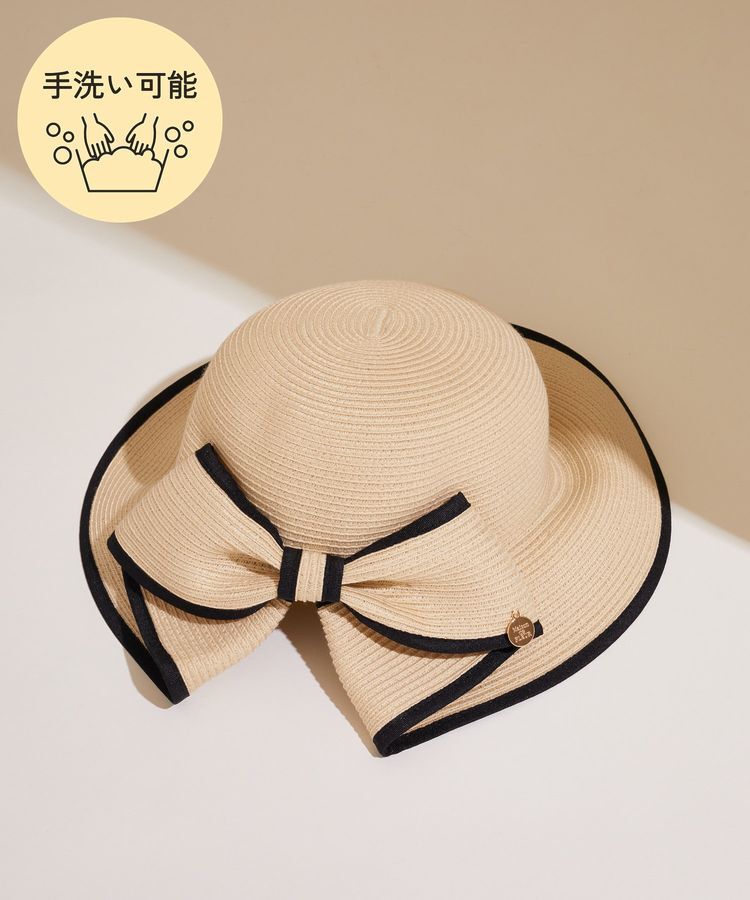 Maison de FLEUR「リボンスリットパイピングハット」|その他|ブラック