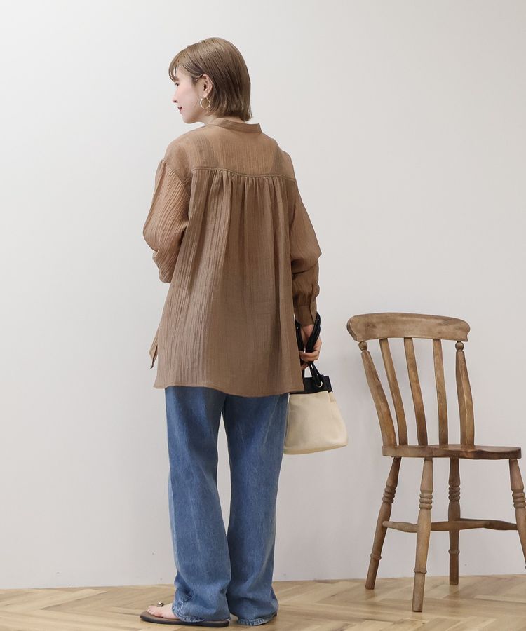 AMERICAN HOLIC「楊柳シアーバンドカラーシャツ」|シャツ・ブラウス|