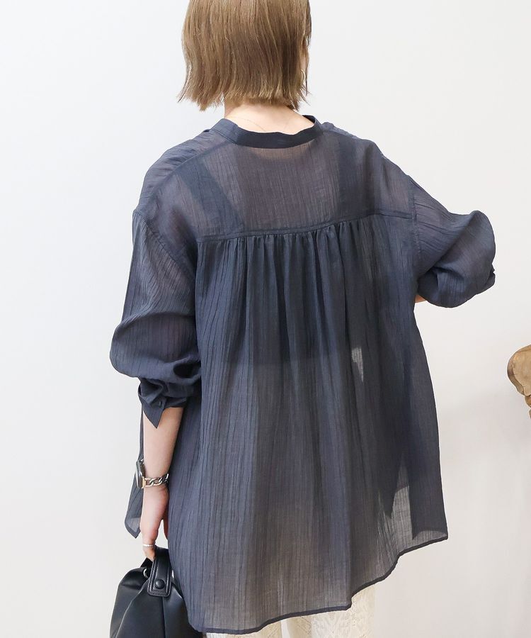 AMERICAN HOLIC「楊柳シアーバンドカラーシャツ」|シャツ・ブラウス|