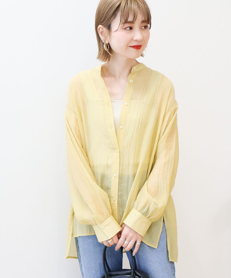 AMERICAN HOLIC「楊柳シアーバンドカラーシャツ」|シャツ・ブラウス|