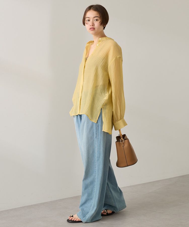 AMERICAN HOLIC「楊柳シアーバンドカラーシャツ」|シャツ・ブラウス|