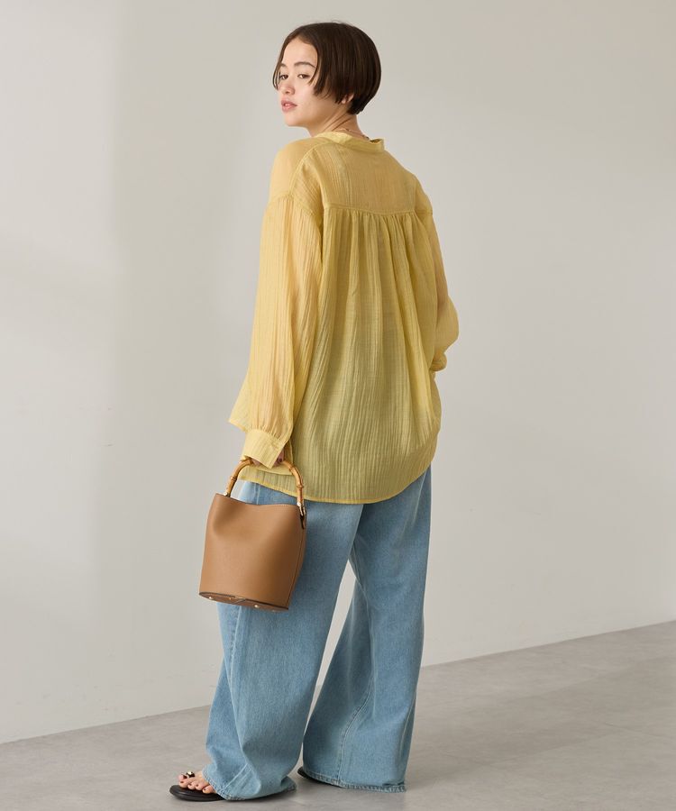 AMERICAN HOLIC「楊柳シアーバンドカラーシャツ」|シャツ・ブラウス|