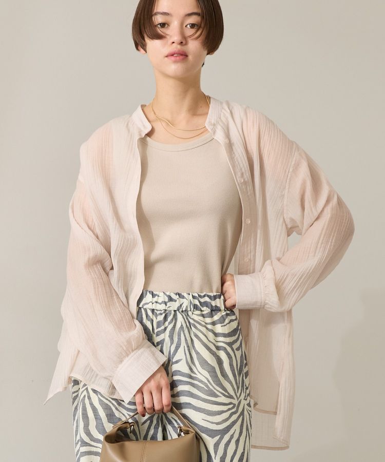 AMERICAN HOLIC「楊柳シアーバンドカラーシャツ」|シャツ・ブラウス|