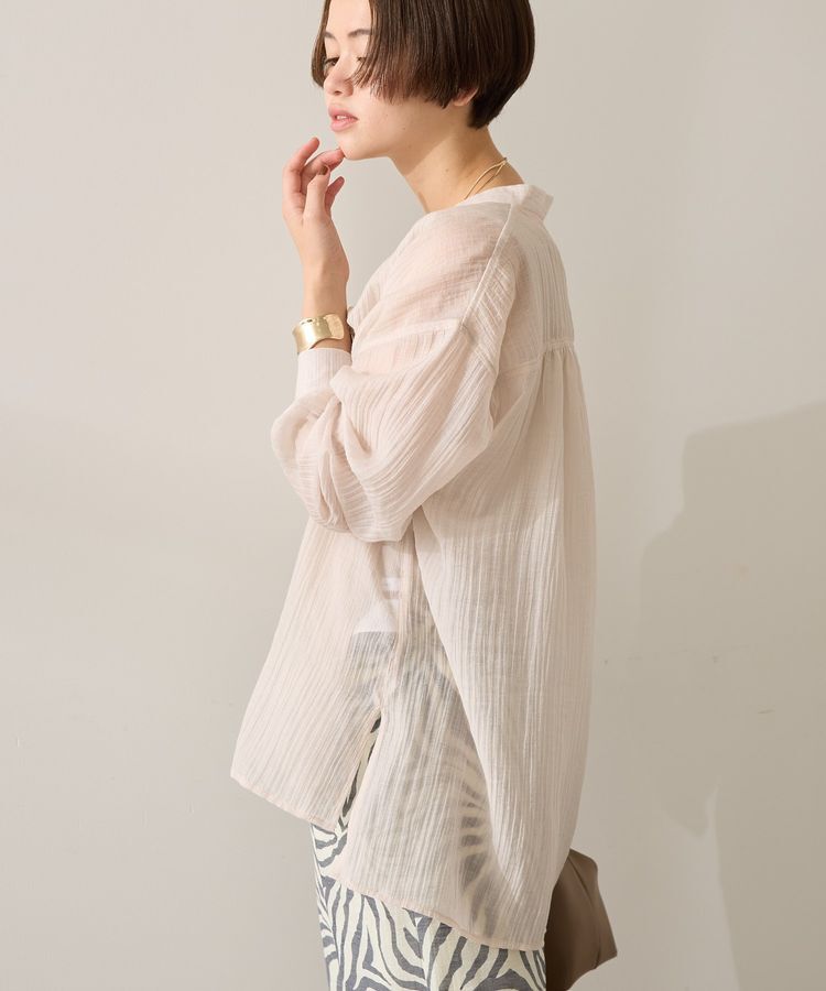 AMERICAN HOLIC「楊柳シアーバンドカラーシャツ」|シャツ・ブラウス|