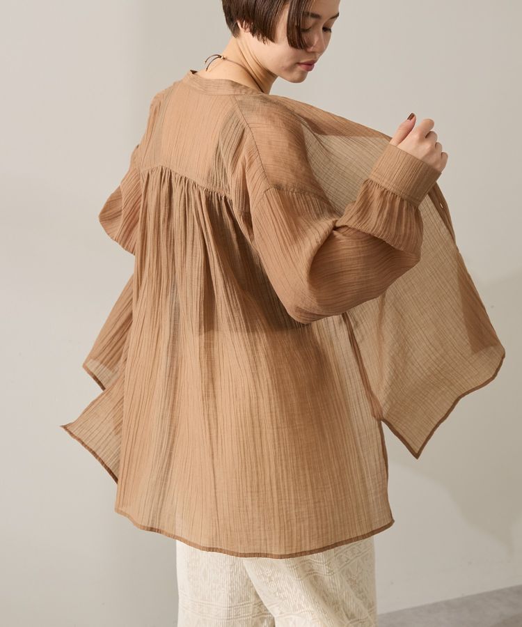 AMERICAN HOLIC「楊柳シアーバンドカラーシャツ」|シャツ・ブラウス|