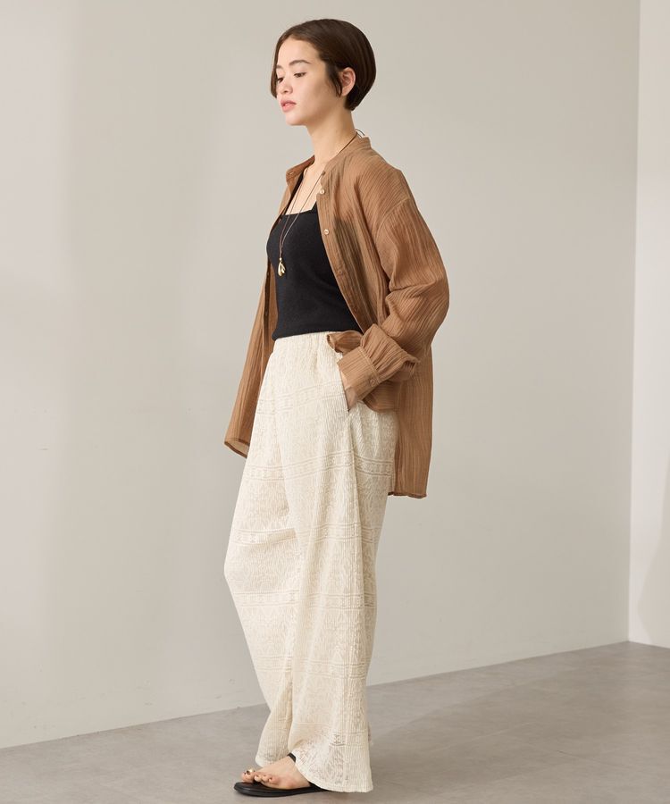 AMERICAN HOLIC「楊柳シアーバンドカラーシャツ」|シャツ・ブラウス|