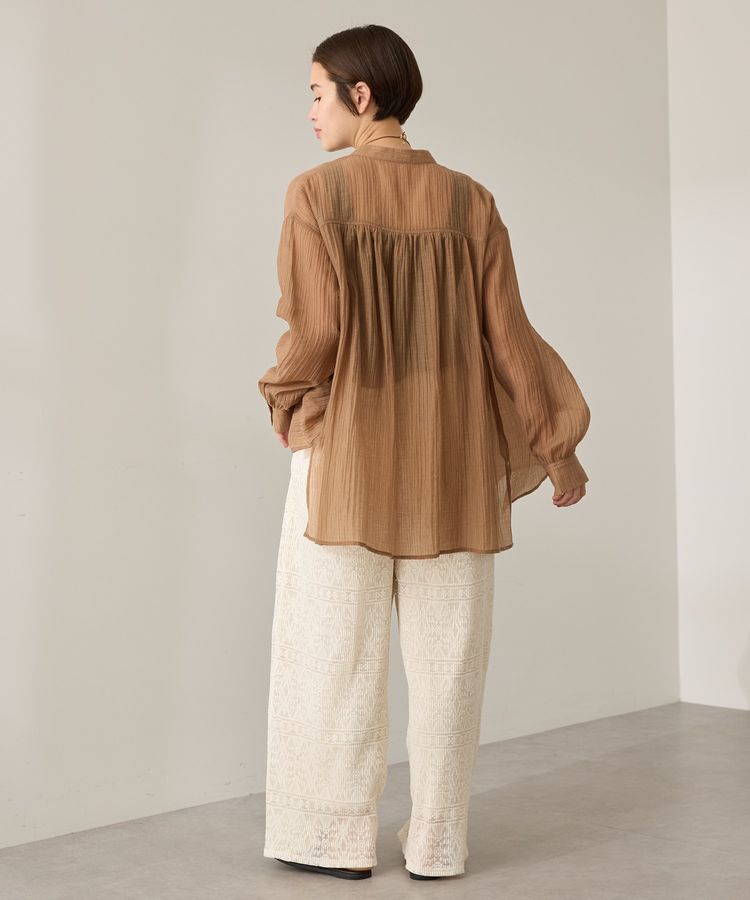 AMERICAN HOLIC「楊柳シアーバンドカラーシャツ」|シャツ・ブラウス|