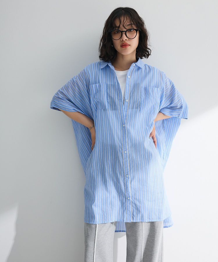 Green Parks「インド綿 ボイルポンチョチュニック」|チュニック|Stripe