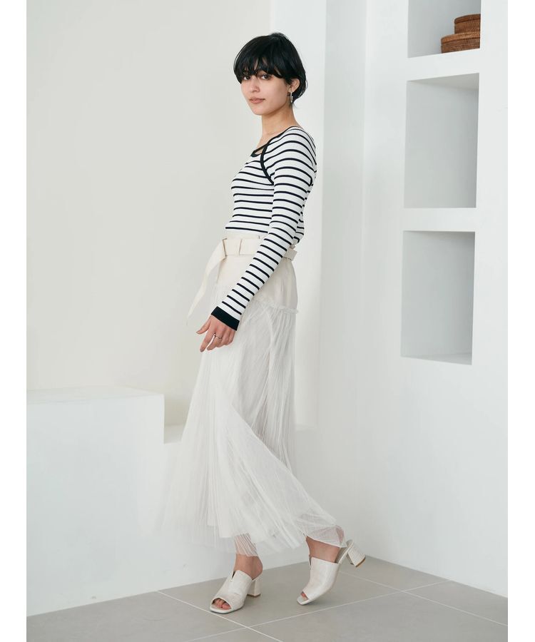YECCA VECCA「シアープリーツMIXスカート」|スカート|