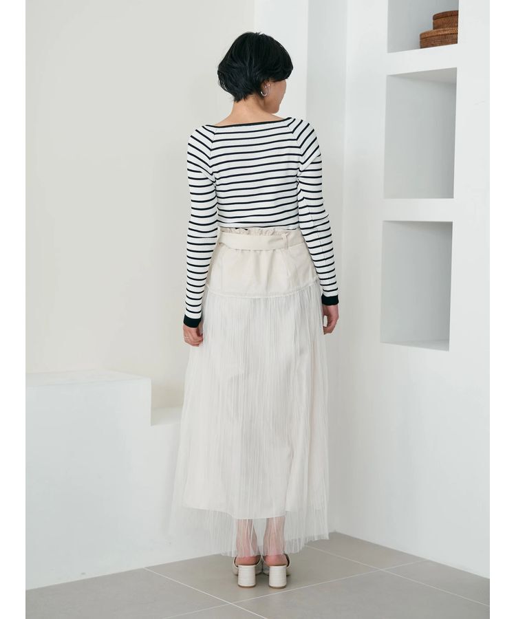 YECCA VECCA「シアープリーツMIXスカート」|スカート|